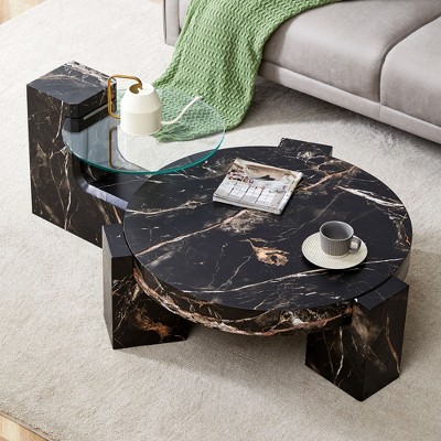 NicBex Round Dining Table Set Round Glass Dining Table for 4 Modern Dining Table with Pedestal Base for Kitchen