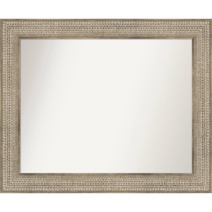 Amanti Art 34"x28" Non-Beveled Trellis Silver Wood Bathroom Wall Mirror : Modern Rectangular Design, Includes Mounting Hardware - 1 of 4