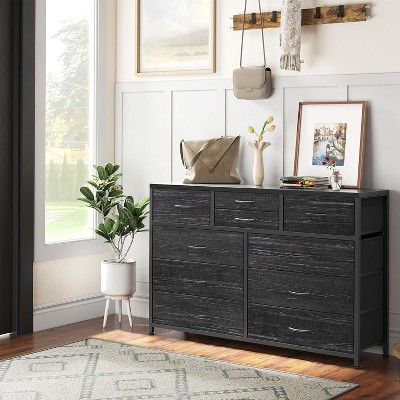 Garvee 10 Drawers Dresser for Bedroom, Entertainment Center TV Stand for 55” TV, Fabric Chest of Drawers with Storage Drawers