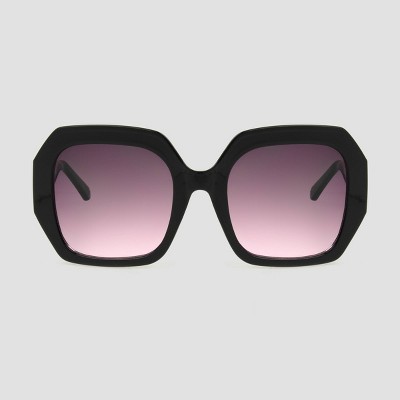 Women's Square Sunglasses with Burgundy Gradient Lenses - A New Day™ Black