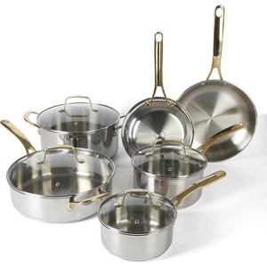 Martha Stewart Castelle 10 Piece Stainless Steel Induction Safe Pots and Pans Non-Toxic Kitchen Cookware Set - 1 of 4
