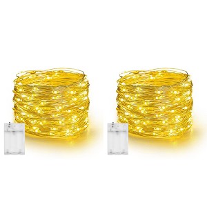 Dazzle Bright Battery Operated, 2 Pack Total 40FT 120LED Silver Wire Waterproof Fairy String Lights - 1 of 4