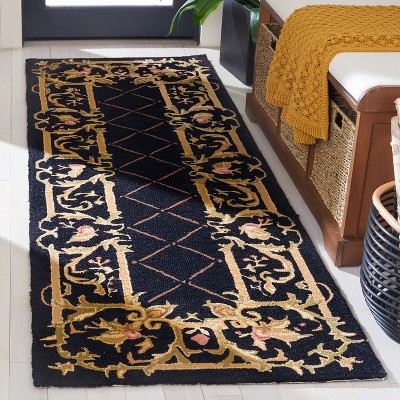 Chelsea Black Wool 3' x 8' Hand Hooked Runner Rug