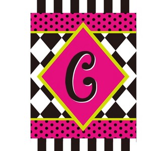Briarwood Lane Everyday Garden Flag 12x18 For Outdoor Neon Checkerboard Monogram - C Garden Flag Flags For Outside - 1 of 4