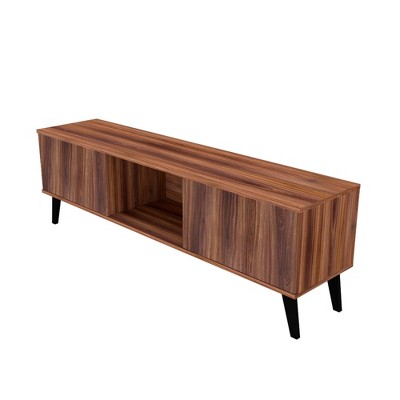 Nut Brown 63" Media Console with Concealed Storage and Open Shelf