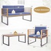 Costway 4pcs Patio Acacia Wood Chair Table Loveseat Cushioned Furniture Set Outdoor Navy - 3 of 4