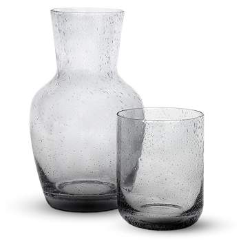 Bruno Magli Bubble Carafe 2-Piece Set Drinking Glass Tumbler Doubles as a Lid, Water Pitcher with Matching Cup, Gift Boxed