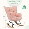 FURNIinspire Accent Chairs Living Room Chairs Teddy Upholstered Rocking Chair Bedroom Armchair Modern Reading Chair, Pink, 33.46"*22.8"*38.98" - 3 of 4