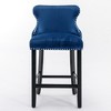 SKRAN Contemporary Velvet Upholstered Back Barstools With Solid Wood Legs And Nailhead Trim,Leisure Style Bar Chairs For Kitchen Island Counter - 4 of 4