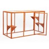 Sandinrayli Outdoor Cat House, Wood Cat Catio with Sunshine Panel, Orange - 2 of 4