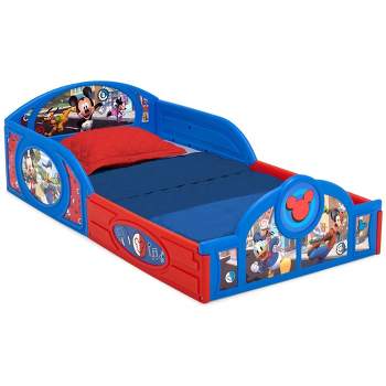 Disney Mickey Mouse Plastic Sleep and Play Toddler Kids' Bed with Attached Guardrails - Delta Children