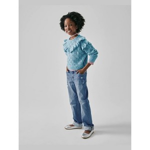 The Children's Place Girls Ripped Roll Cuff Straight Jeans - 1 of 4