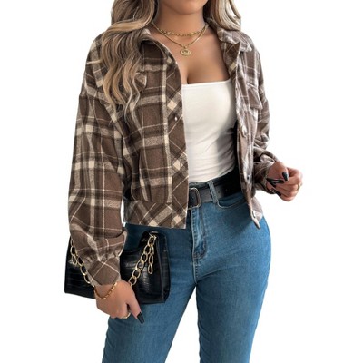 Women's Corduroy Long Sleeve Jacket Collared Button Down Casual Work Blazer Coat