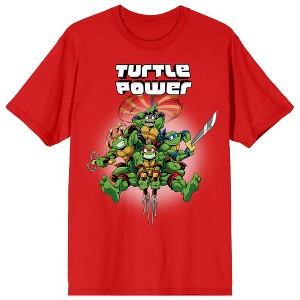 World Of TMNT Turtle Power Crew Neck Short Sleeve Red Women's T-shirt - 1 of 3