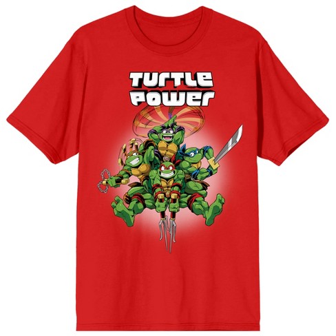 World Of Tmnt Turtle Power Crew Neck Short Sleeve Red Women's T