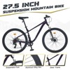 Aukfa Mountain Bike Suspension Fork 27.5 Inch Wheels 8 Speed Bicycle Dual Disc Brakes, All Terrain Mountain Bike Men Women Youth - 3 of 4