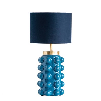 Embossed Glass Table Lamp with Shade Teal/Black - 3R Studios