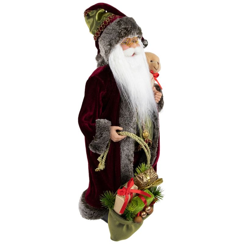 Northlight 16" Burgundy Santa Claus with Gift Bag Christmas Figure, 4 of 6