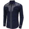 Men's Western Cowboy Shirt Long Sleeve Embroidered Shirt Slim Fit Cotton Casual Button Down Shirt - 3 of 4
