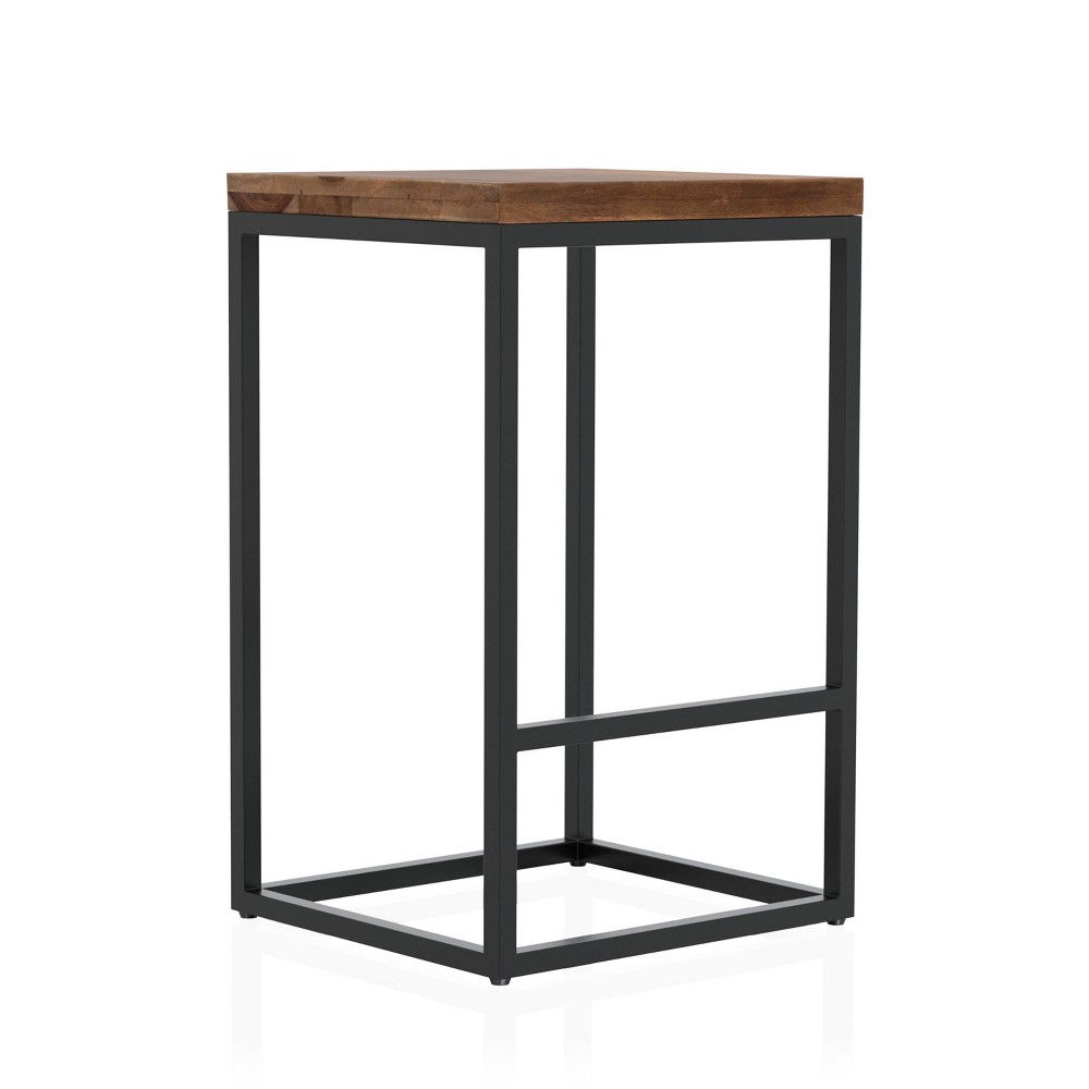 24/7 Shop At Home Fondaine Wooden Seat Counter Height Barstools Natural Oak