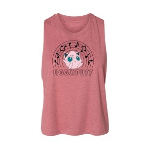 Women's Pokémon Jiggypuff Music Notes Graphic Racerback Tank - Heather Mauve - Small - 1 of 3