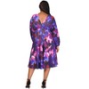 24seven Comfort Apparel Plus Size Multicolor Pleated V Neck Empire Waist Bishop Sleeve Midi Dress - image 3 of 3