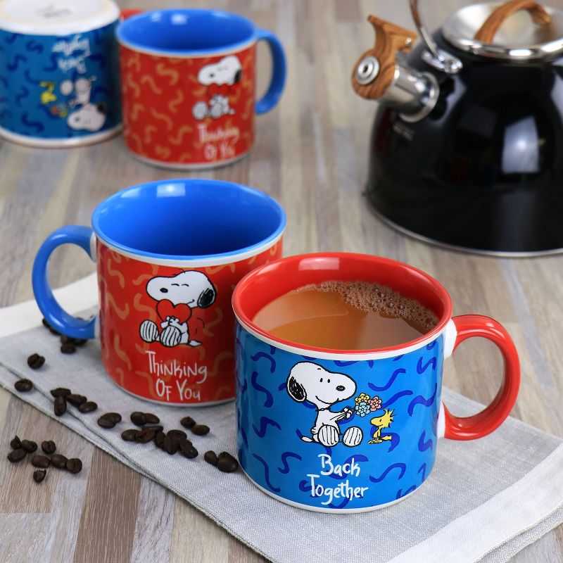 Gibson Peanuts Snoopy Songs 4 Piece 21oz Stoneware Mug Set in Assorted Designs, 2 of 8