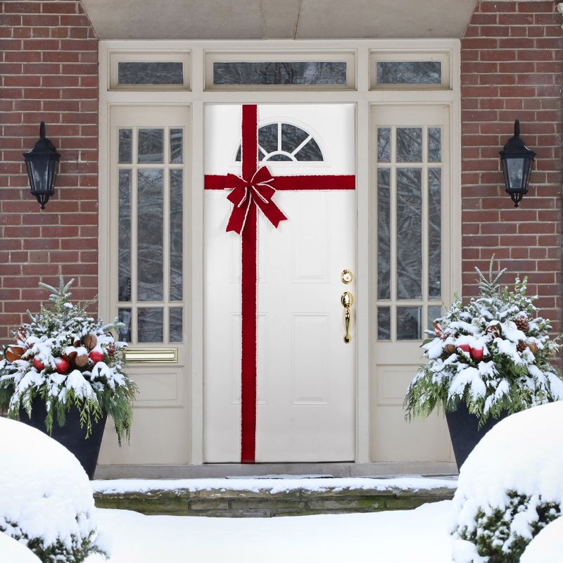Northlight 14' Red and White Velvet Christmas Door Bow, 2 of 6