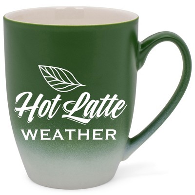 Elanze Designs Hot Latte Weather Two Toned Ombre Matte Green and White 12 ounce Ceramic Stoneware Coffee Cup Mug