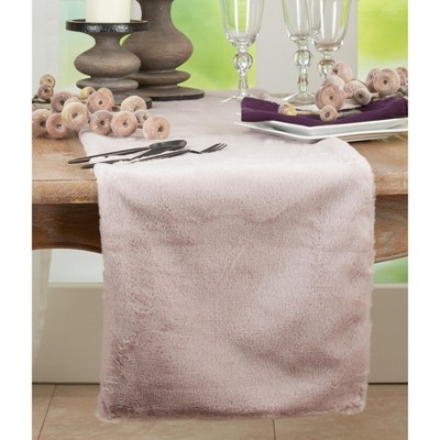 Gray Faux Rabbit Fur Table Runner 23 x 19 in
