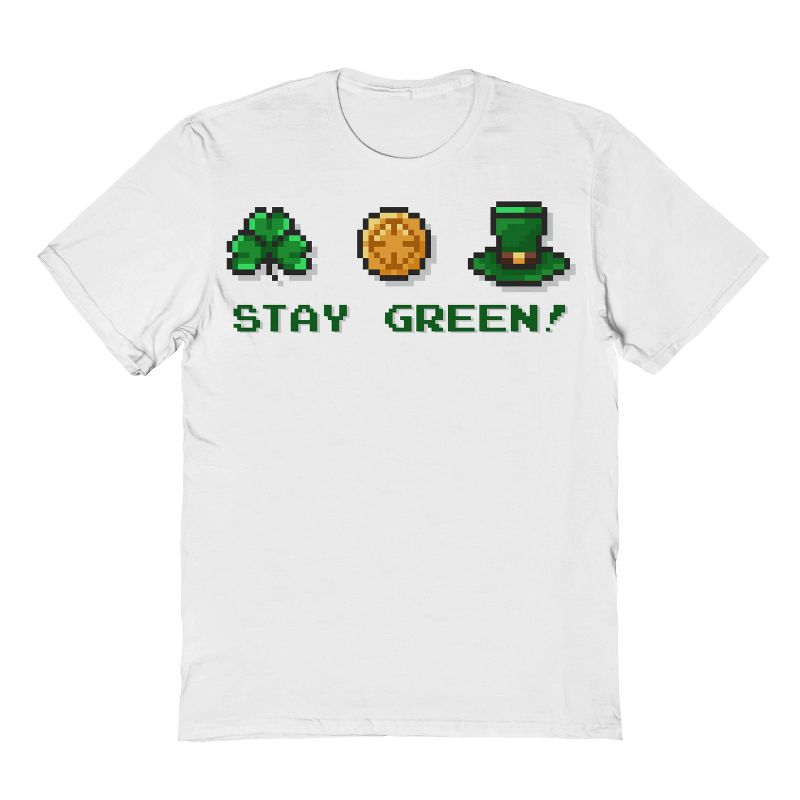 Rerun Island Men's Stay Green Short Sleeve Graphic Cotton T-Shirt, 1 of 2