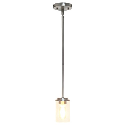 Elegant 53'' Brushed Nickel Industrial Farmhouse Glass Pendant Light
