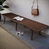 LeisureMod 72" Mid-Century Slatted Wood Entry Bench, Walnut - 2 of 4