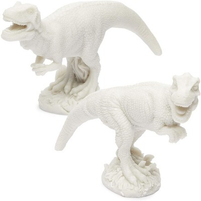 Bright Creations 2 Piece Dinosaur Figurines for Kids, T-Rex Toy, White