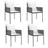vidaXL Patio Dining Set with Cushions Outdoor Furniture Poly Rattan and Steel - Brown 31.5" Table Length 4 Items - 4 of 4