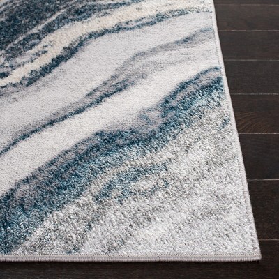 Orchard Gray & Blue Abstract Hand-Knotted 2'2" x 5' Rug
