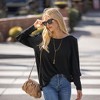 Amaryllis Women's Puff Long-Sleeve Blouse with Round Neckline Relaxed Fit - 4 of 4