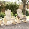 vidaXL Solid Wood Fir Rocking Adirondack Chairs - Set of 2, Brown, 24.4" W Garden Loungers, Ergonomic, Wagon-Wheel Armrests - 3 of 4