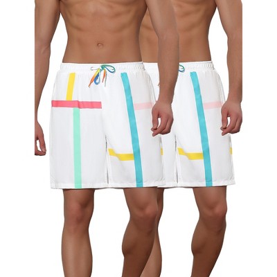 Lars Amadeus Men's Colorful Drawstring Elastic Waist Board Shorts 2 Pcs