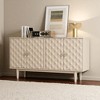 4-Door Sideboard Buffet Cabinet with Convex Pattern Doors, Adjustable Shelves, Silver Handles and Rubber Wood Legs for Kitchen, Dining Room - 3 of 4