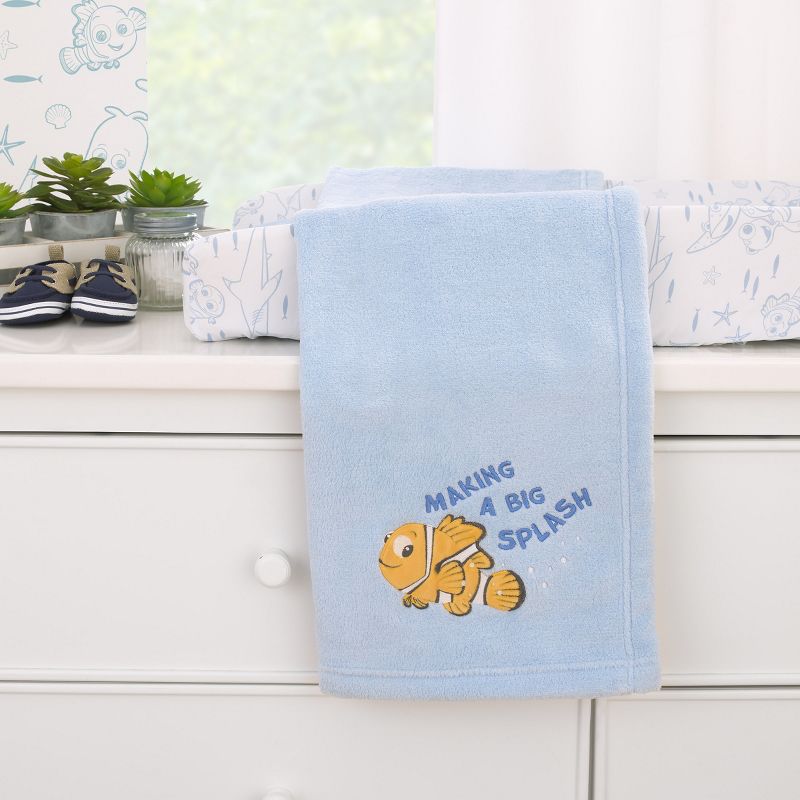 Disney Finding Nemo Cutest Little Catch Light Blue, and Orange Super Soft Appliqued Baby Blanket, 4 of 6