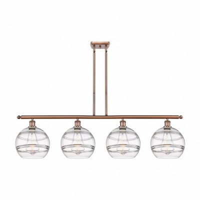 Rochester - 4 Light Stem Hung Island In Industrial Style-12.13 Inches Tall and 48.25 Inches Wide