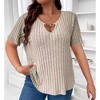 Coolmee Women's Loose Short Sleeve Pullover T Shirt Summer V Neck Dressy Work Tunic Blouses - 2 of 4