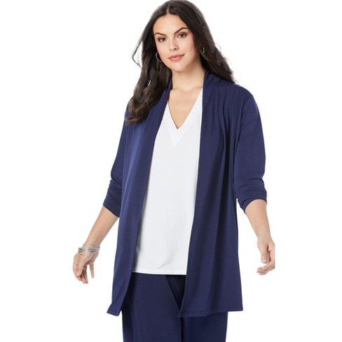 Women's plus size navy blue cardigan sale