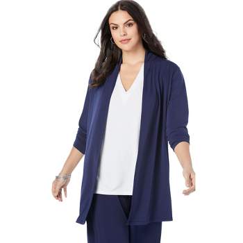 Roaman's Women's Plus Size Ultrasmooth® Fabric Long-Sleeve Cardigan