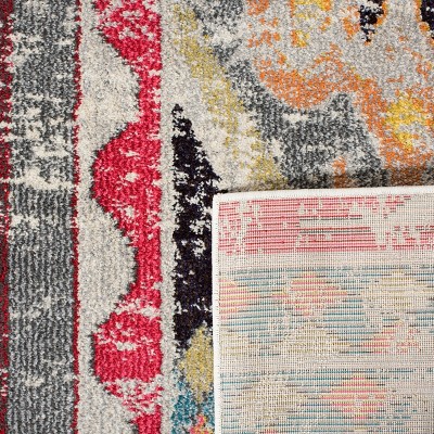 Bohemian Flair Light Grey & Multicolor 10' x 14' Synthetic Area Rug