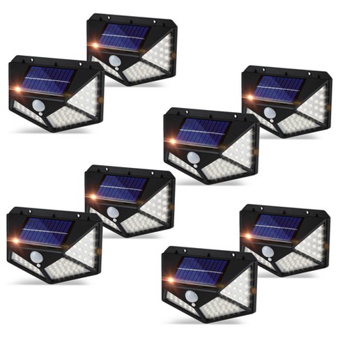 Dartwood Outdoor Solar Lights With Sensor, 100 Led, 450 Lumens Bright Weatherproof Wall Spotlight For Porches Patios (8 Pack) : Target