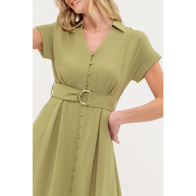 August Sky Women's Belted Collared Shirt Dress, 4 of 6