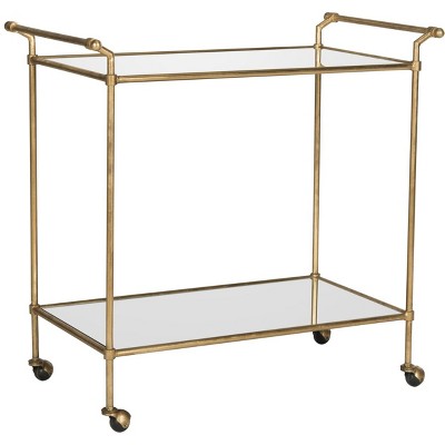 Felicity Gold and Mirror Two-Tier Bar Cart with Handles