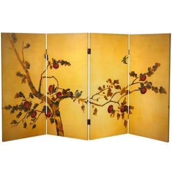 3' Tall Double Sided Birds On Plum Tree Canvas Room Divider - Oriental Furniture